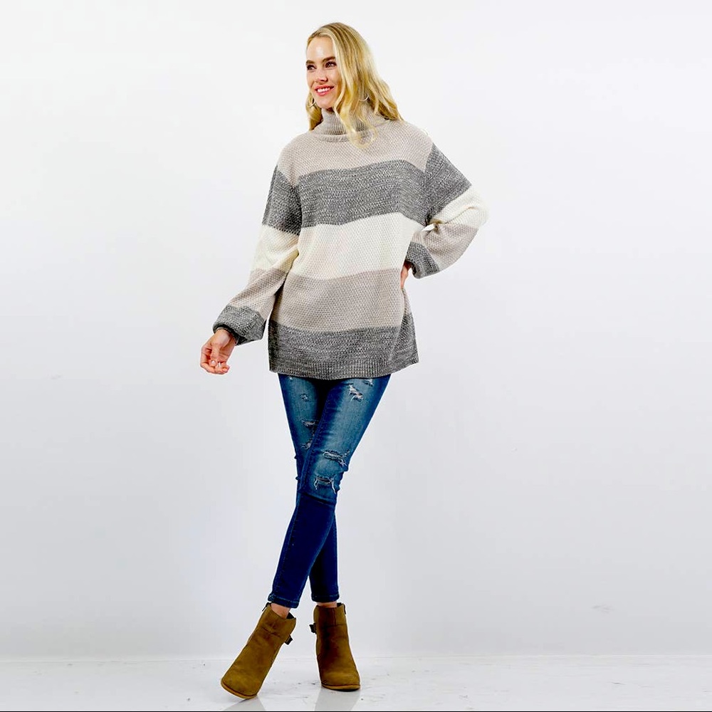 TURTLENECK BALLOON SLEEVE SWEATER